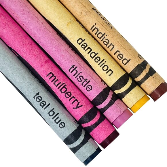 Crayola Crayon Retired Vintage 5 Loose NEW Indian Red Dandelion Thistle Teal Mul - Picture 2 of 7